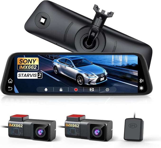 AUTO-VOX T11 純正交換 ドライブレコーダー ミラー型【史上最強 ソニー製IMX662センサー搭載 STARVIS2超暗視機能】Carplay/Android Auto搭載 前後カメラ分離式 爆光デジタルインナーミラー 自動輝度調整 自動リアビュー Clear HDR/WDR GPS 駐車監視 10インチ ドラレコ ミラー型 日本語説明書 メーカー18ヶ月保証【95%車種対応】