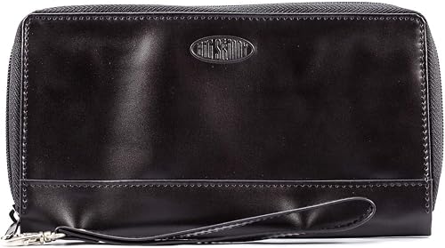 Big Skinny Women's Panther Leather Clutch Slim Wallet, Holds Up to 40 Cards, Bla