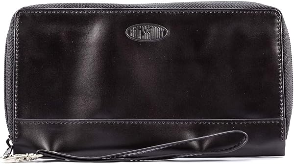 Big Skinny Women's Panther Leather Clutch Slim Wallet, Holds Up to 40 Cards