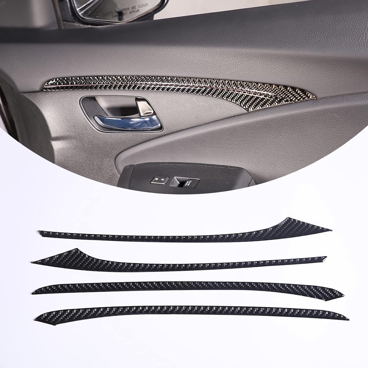 For Honda Pilot 2016-2022,Honda Ridgeline 2017-2023,Honda Passport 2019-2023 Soft Carbon Fiber Inner Handle Trim,Inner Door Bowl Outer Frame Decorative Strip Interior Accessories (Red Carbon Fiber)