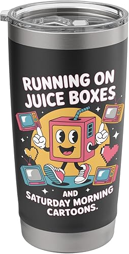 Juice Boxes & Cartoons  Retro Nostalgia for 90s Kids Stainless Steel Insulated Tumbler