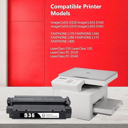 Vista 2 de Paquete de 1 cartucho de tóner negro S35 repuesto de tóner compatible con PINOS para Canon S35 imageCLASS D320 D340 D310 D383 FAXPHONE L170 L360