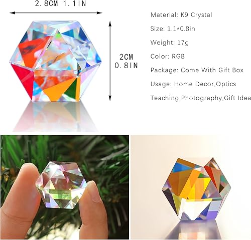 Miniatura 2 de Prisma Óptico de Cristal Facetado de Color, Divisor de Haz de Luz, Prismas de Vidrio para Fotografía, Ciencia y Refracción de la Luz