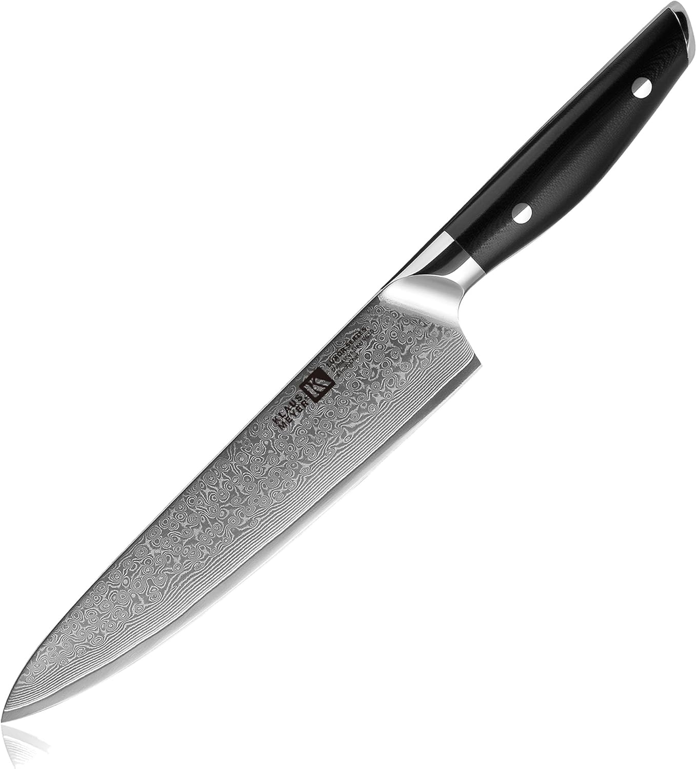 Klaus Meyer Luxor 8 Inch Chef Knife, Damascus Kitchen Knife, VG10 High Carbon Stainless Steel Japanese Chefs Knife