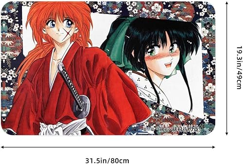 Miniatura 3 de Tapete de animé Rurouni Kenshin con dibujos animados 3D, antideslizante, lavable, tapete decorativo para cocina, dormitorio, 31.5 x 19.3 pulgadas
