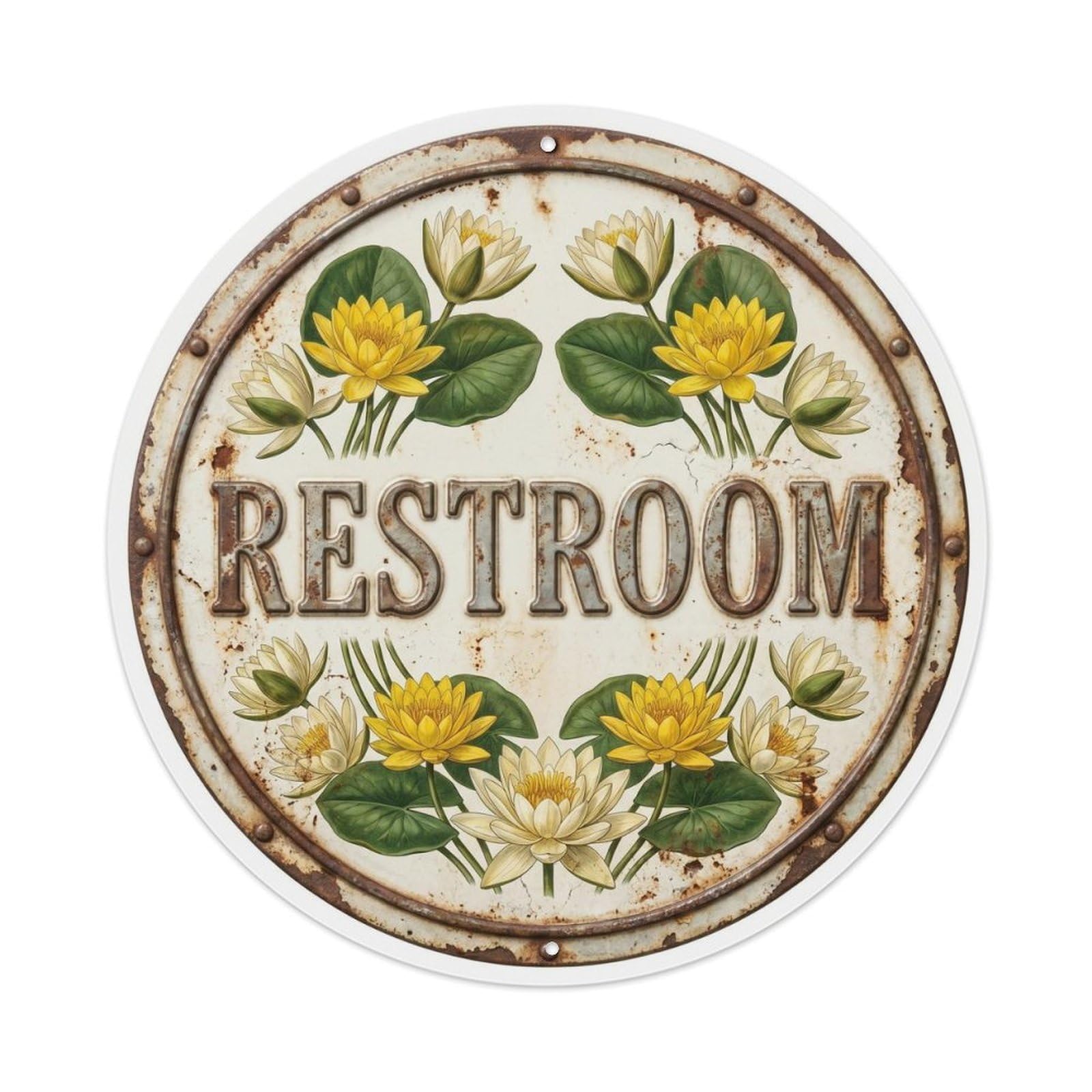 Botanical Floral Room Label Restroom Daffodil Metal Tin Sign