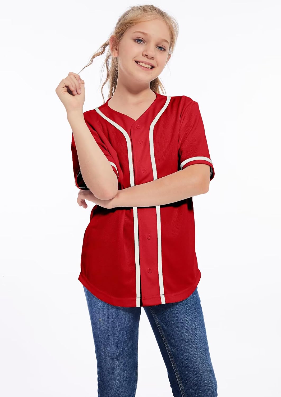 ACEFAST INC Kids Baseball Jersey Button Blank Softball Team Uniform Girls Boys Hip Hop T-Shirt Baseball Shirt for Boys Girls