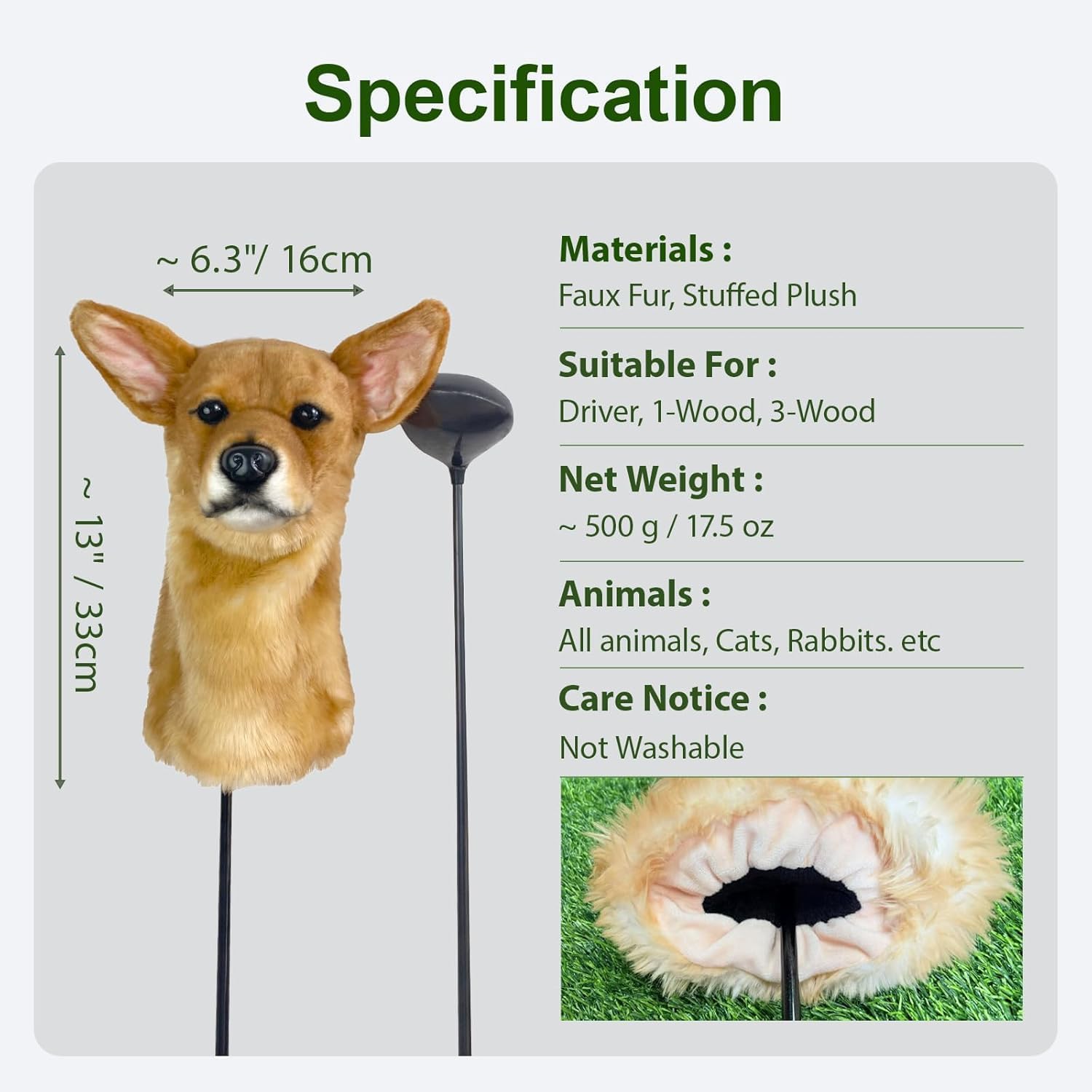 Custom Golf Headcover - Personalized Funny Handmade Dog Golf Club Cover for Driver, 3-Wood, 5-Wood