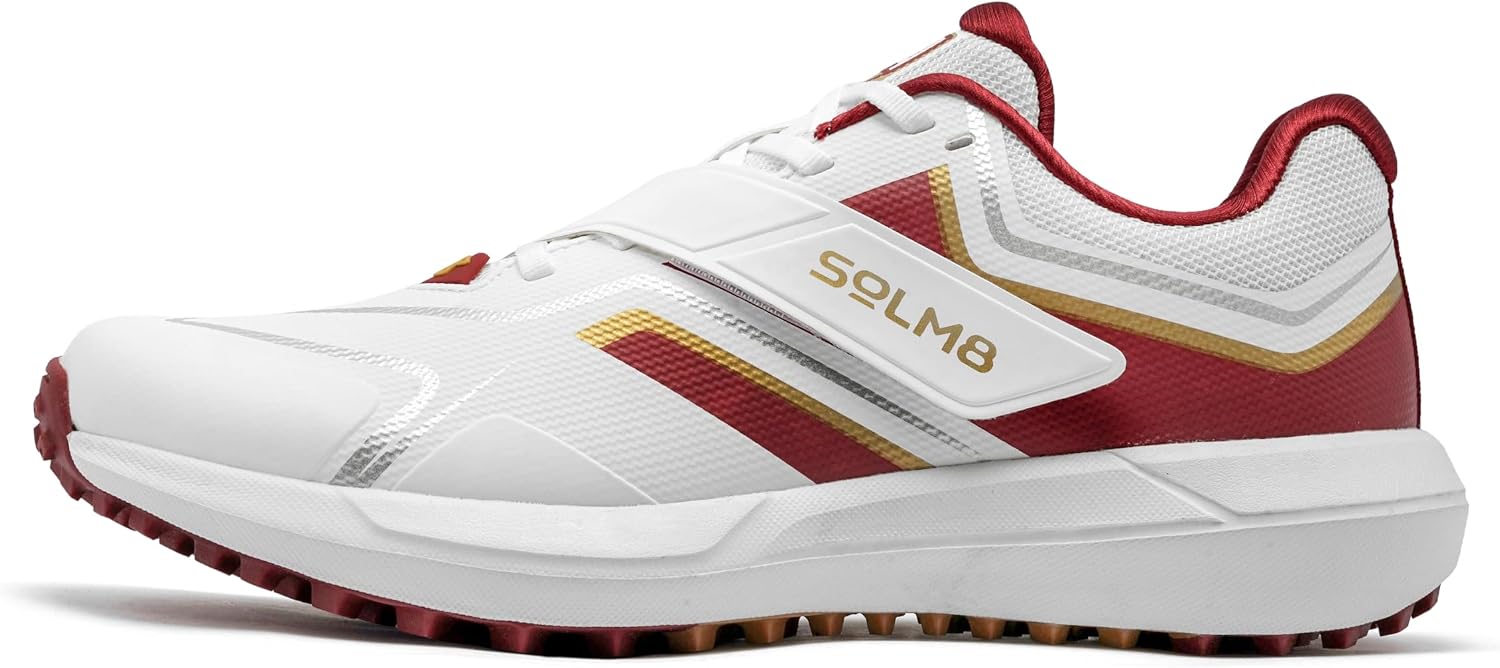 SOLM8 S4 Cricket Shoes for Men & Women - FlexSkin Seamless Upper, Diagonal Strap, Wider Toe Box with Advanced Cushioning for Turf & Field Sports