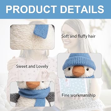 Penguin Plush, Soft Penguin Plush for Adults, Adorable Cuddly Plush for Bedtime and Travel, Pudgy Stuffed Animal with PP Cotton Filling