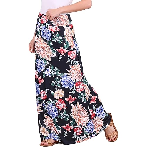 Popana Long maxi skirts for women – High Waisted Flowy Long Skirt for Women, Casual A-Line Plus Size Maxi Skirt