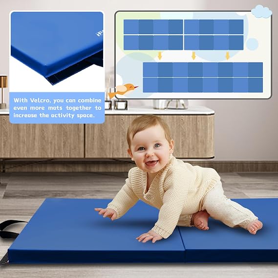 RitFit Upgraded Folding Exercise Mat, 2 Inch Thick Gymnastics Mat 3x6,4x8,4x10,2'x8' with Carrying Handles for Yoga, MMA, Stretching, Core Workouts and Home Gym Protective Flooring