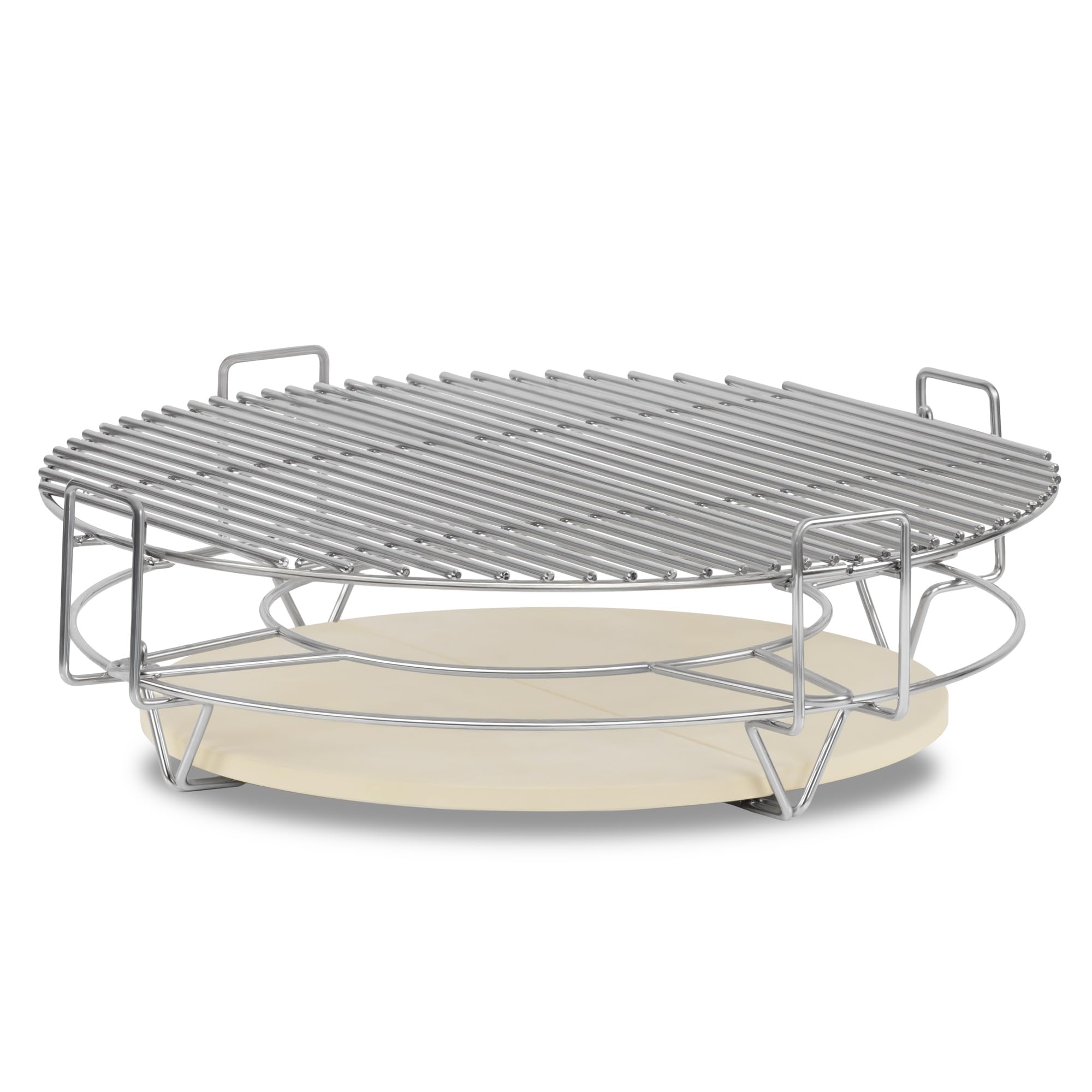 BBQ-Toro Sistema de cocción flexible para parrilla Kamado, diámetro de 52 cm, accesorio de parrilla de acero inoxidable de 3 niveles con parrilla y piedra para pizza, accesorios Kamado, accesorios