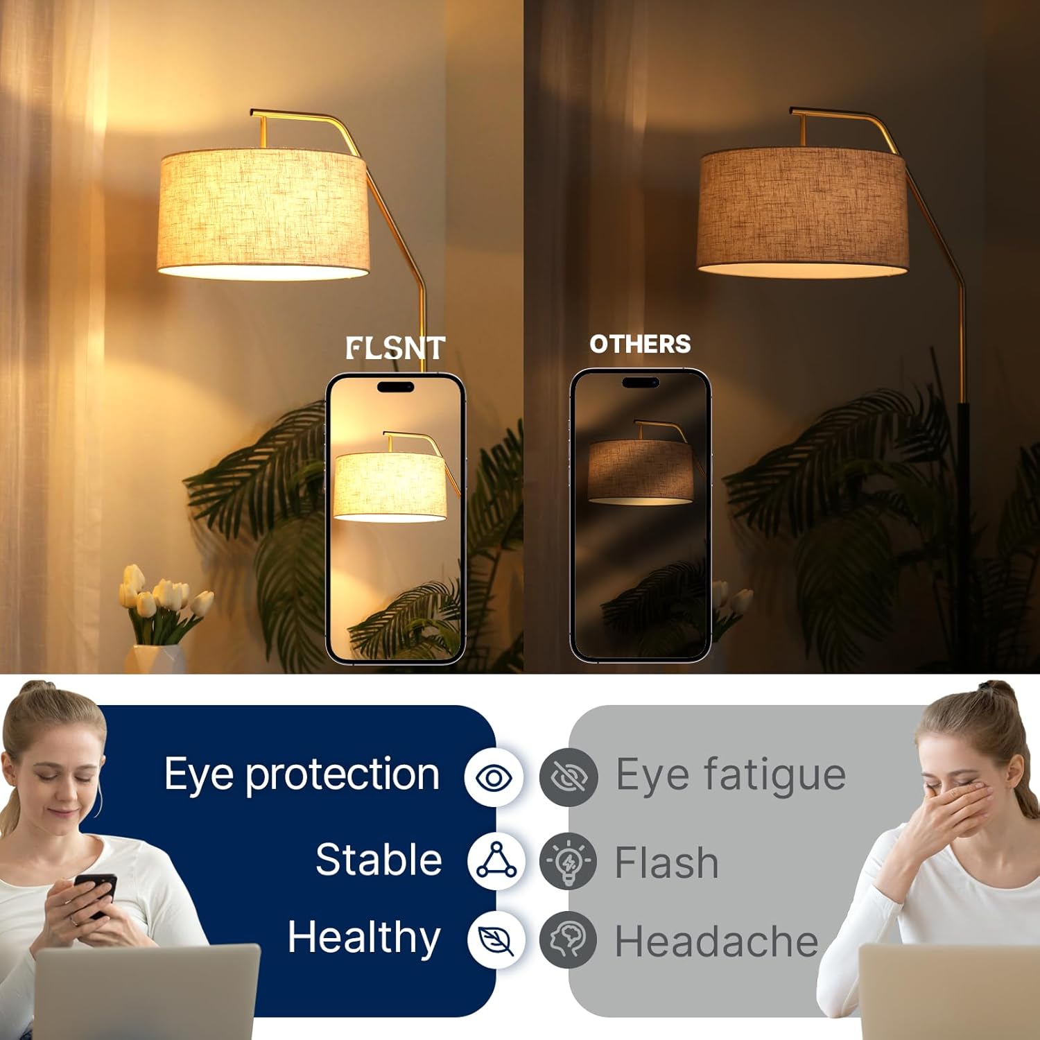 FLSNT 60W Equivalent Dimmable A19 LED Light Bulbs, Efficient 7W, 800Lumens, 2700K Soft White, CRI82, E26 Standard Base, 15000 Hours, LED Filament Light Bulbs, Clear Glass, 4 Pack