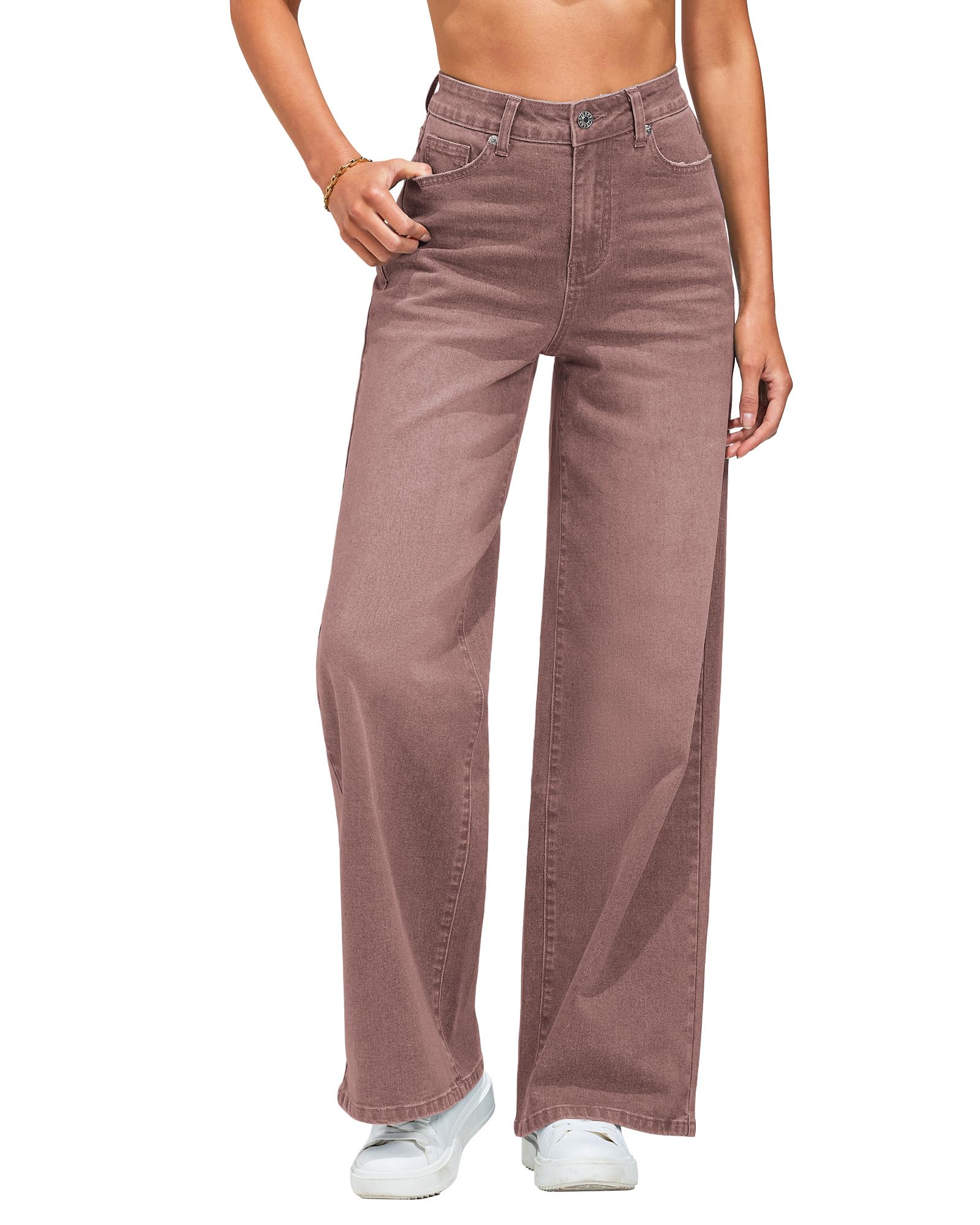 GRAPENT Wide Leg Jeans for Women Trendy High Waisted Stretchy Denim Pants 90s Baggy Jeans Trouser Jeans with Pockets