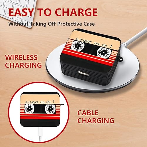 Miniatura 5 de Lindas fundas para AirPod 3 con llavero, divertido diseño de cinta de casete suave cubierta protectora completa para AirPods de tercera generación