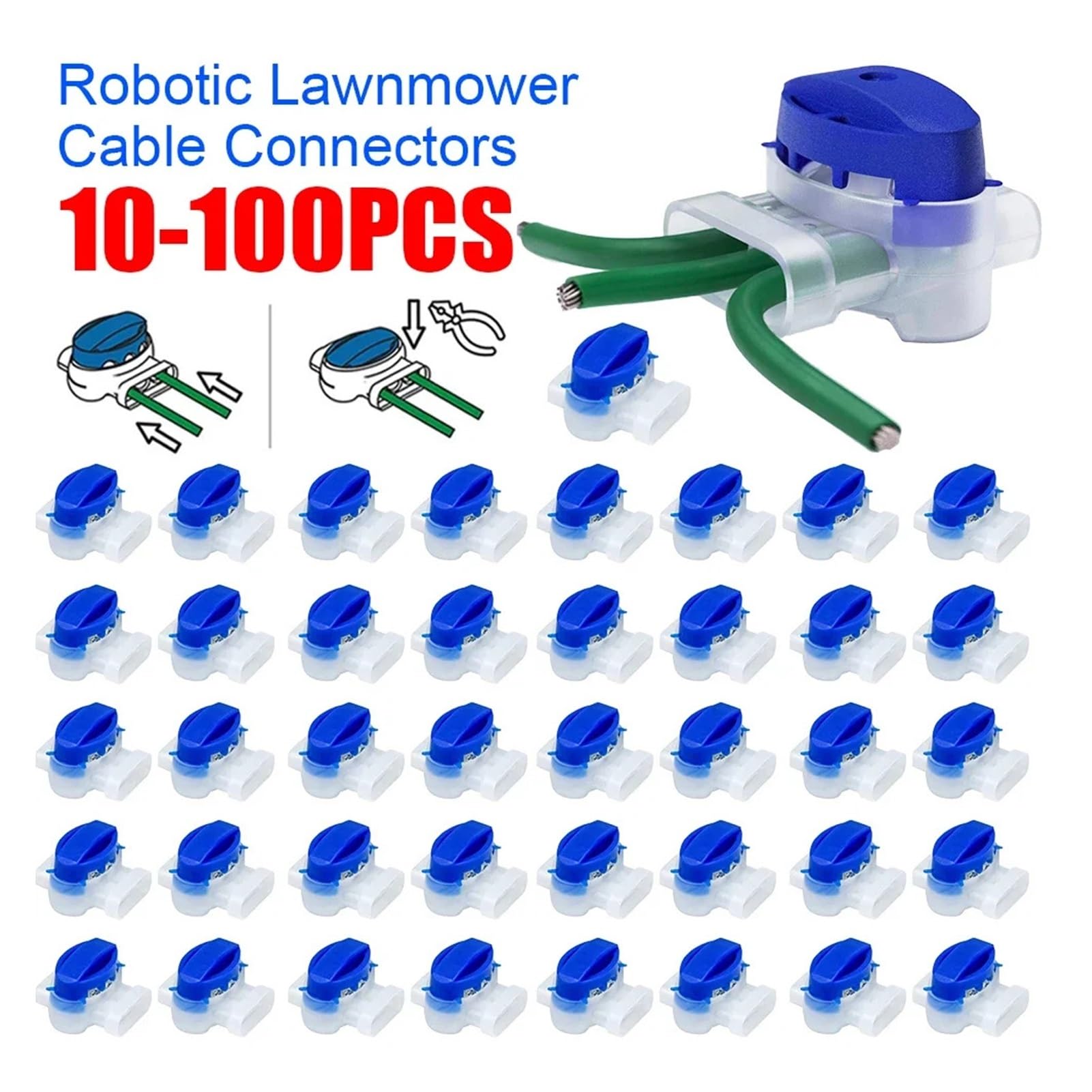 Accessori Per Tosaerba 10-100 pezzi Morsetti for cavi impermeabili Connettori for cavi for tosaerba automatici da giardino Blocchi terminali a 3 pori Tosaerba robotizzato Attrezzo