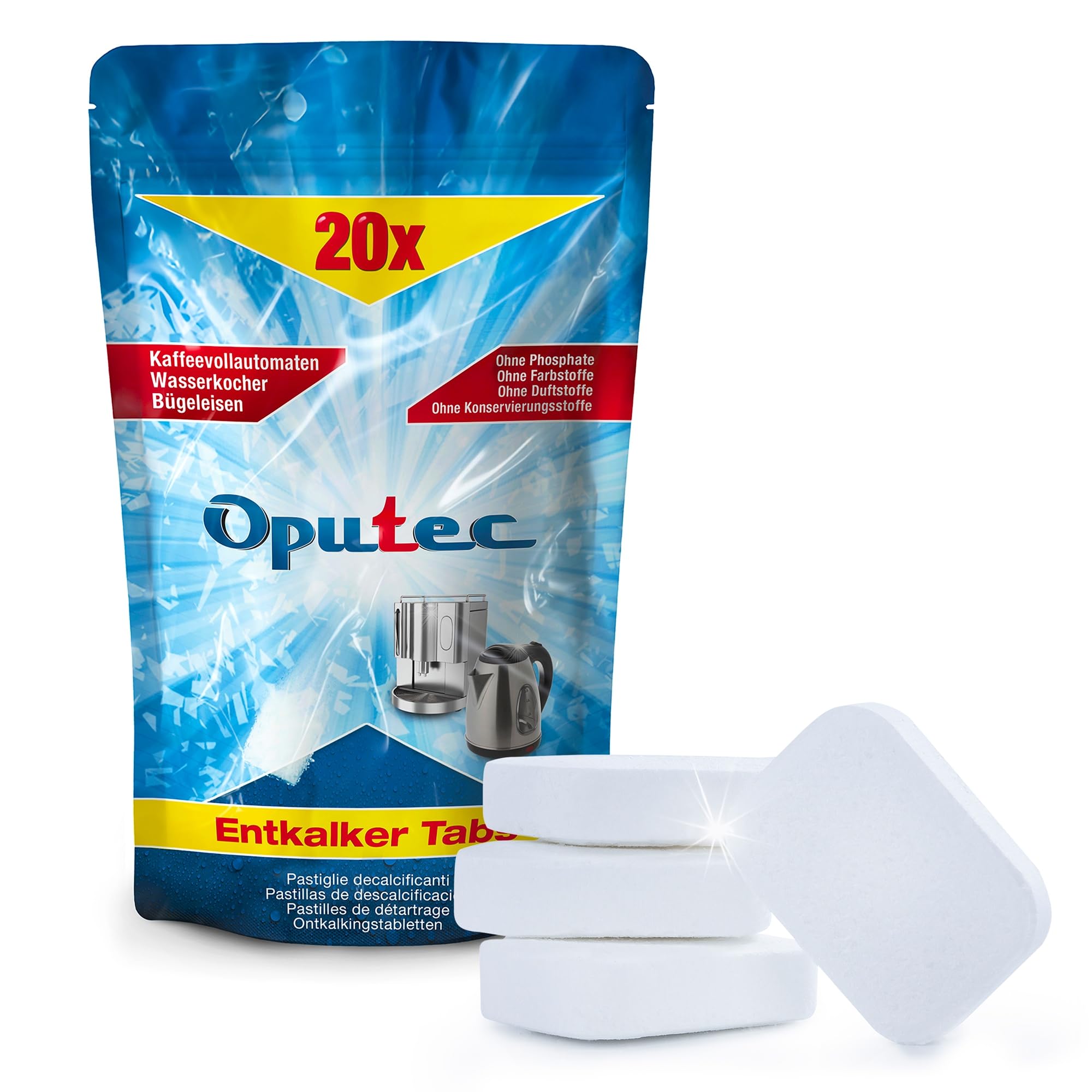 Oputec Entkalker Tabs 20x – Kaffeevollautomaten Entkalker Tabs – Produktbeschreibung