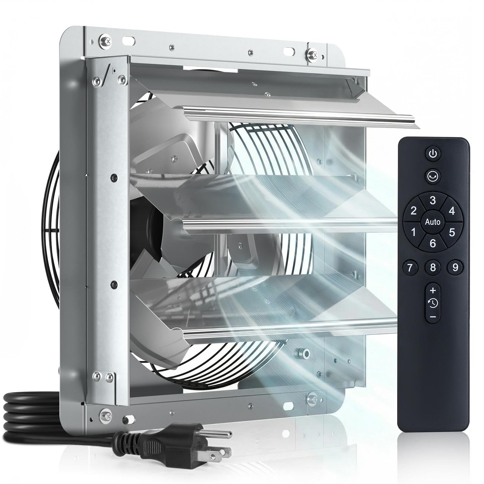Amico 12 Inch Shutter Exhaust Fan with Remote,Energy Efficient
