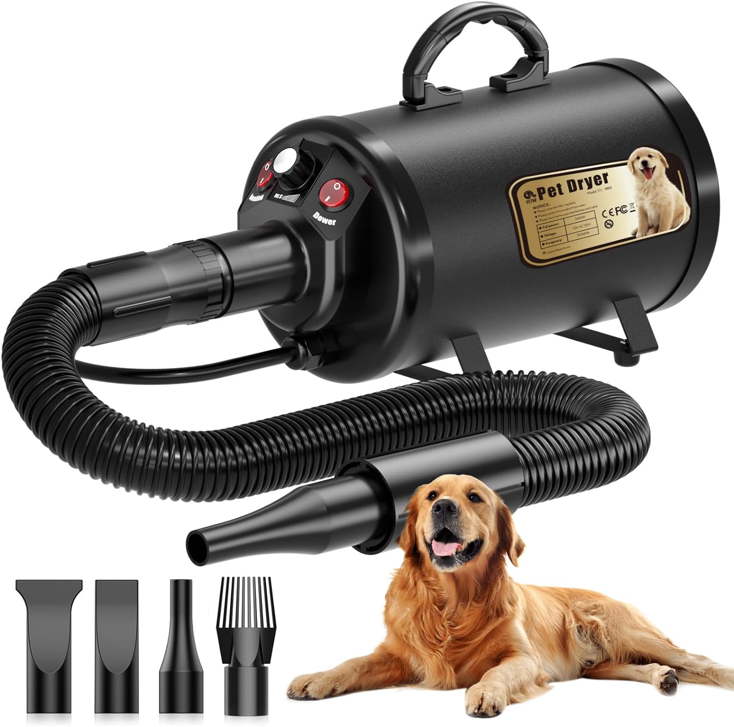 PETNF Dog Dryer for Pet Grooming, Dog Hair Dryer Blower Dog Blow Dryer High Velocity Air Forced Blow Dryer for Large Dogs,Noise Reduction Pet Hair Dryer 3.2HP Adjustable Speed Temp Dogs Grooming Bath PETNF Dog Dryer for Pet Grooming, Dog Hair Dryer Blower Dog Blow Dryer High Velocity Air Forced Blow Dryer for Large Dogs,Noise Reduction Pet Hair Dryer 3.2HP Adjustable Speed Temp Dogs Grooming Bath