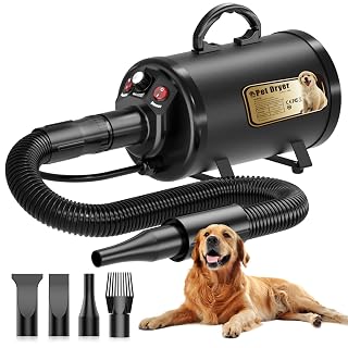 PETNF Dog Dryer for Pet Grooming, Dog Hair Dryer Blower Dog Blow Dryer High Velocity Air Forced Blow Dryer for Large Dogs,Noise Reduction Pet Hair Dryer 3.2HP Adjustable Speed Temp Dogs Grooming Bath - Amazon product rated Grade A