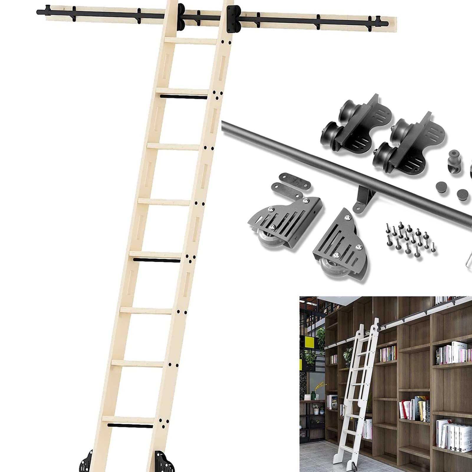 Rail d'échel pour kit de porte de grange coulissante échelle roulante rétractable 3-20 pieds