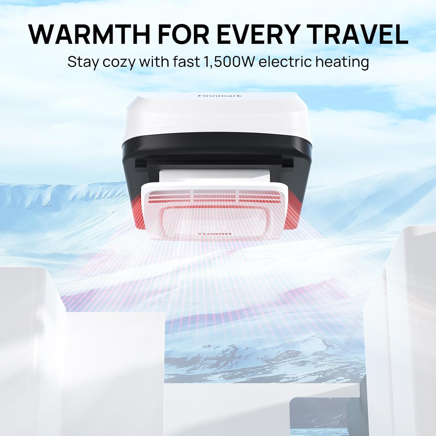 TURBRO Finnmark 15K BTU RV Air Conditioner with Heater – WiFi & Remote Control, Non-Ducted Rooftop AC 115V, LED Mood Light, for Campers, Trailers & Food Trucks, Quiet Operation, White