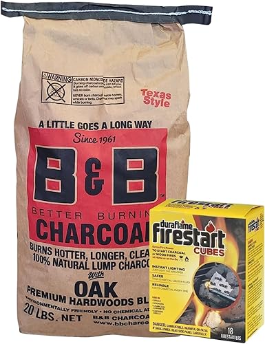 B&B - Paquete de 18 Firestarters de carbón con luz de fuego, paquete de 18 fuegos (bulto de roble, bolsa de 20 libras)