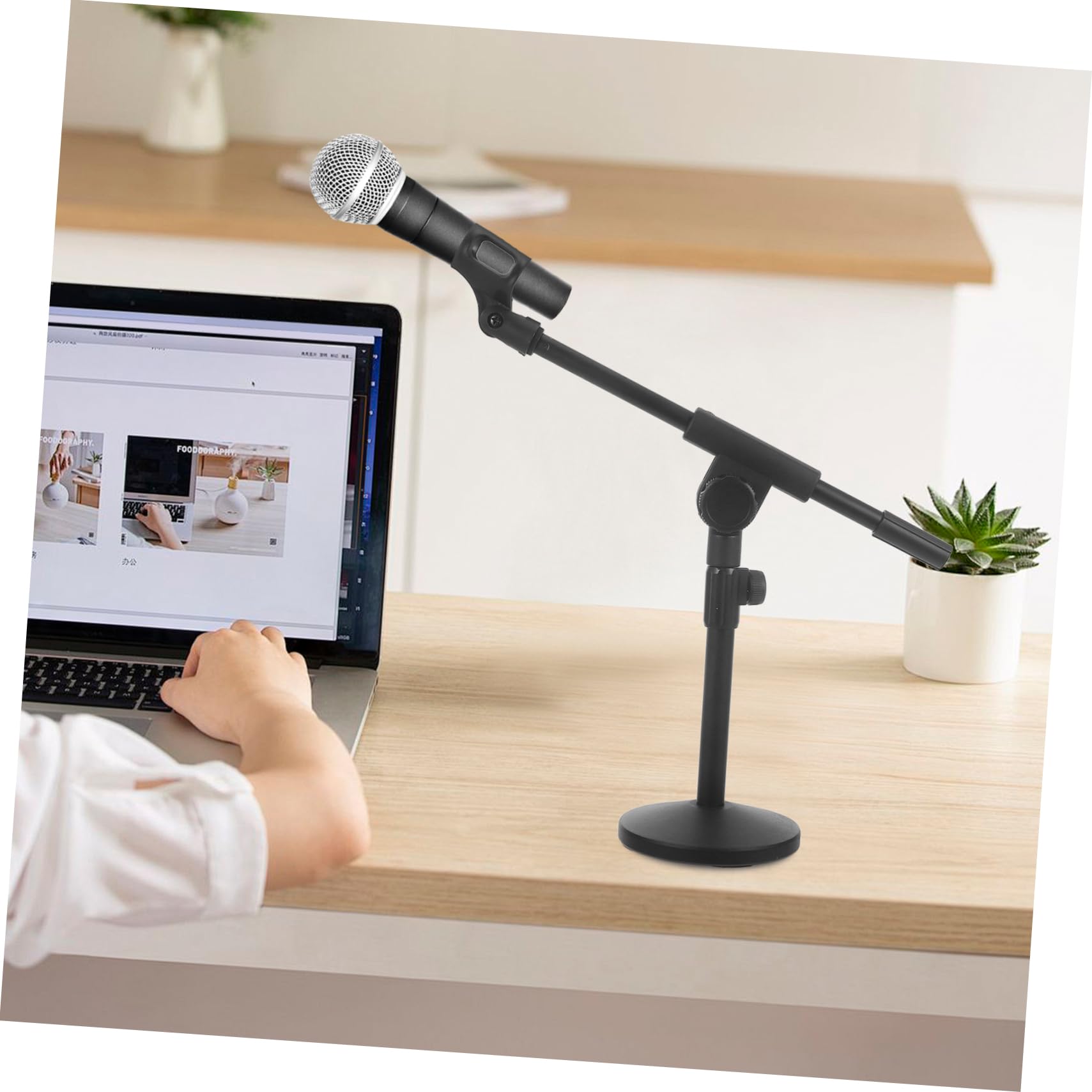 Alasum Supporto Microfono Da Scrivania in Metallo Con Base Pesante Braccio Regolabile e Struttura Stabile Per Podcast e Streaming