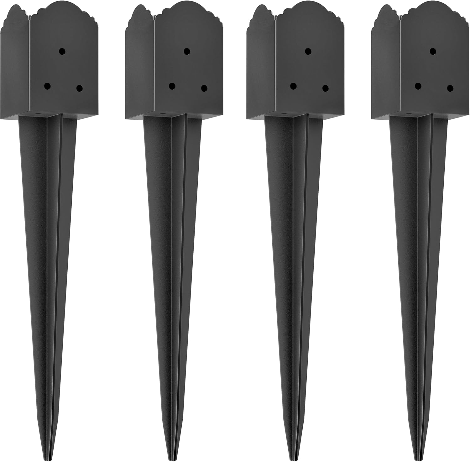 4x4 Fence Post Anchor, Heavy Duty Ground Spikes, 23.6 x 3.7 x 3.7'' Decorative Post Base Stake Support for Mailbox Sign and Deck Post (Inner Diameter 3.6x3.6 Inches, Pack of 4)