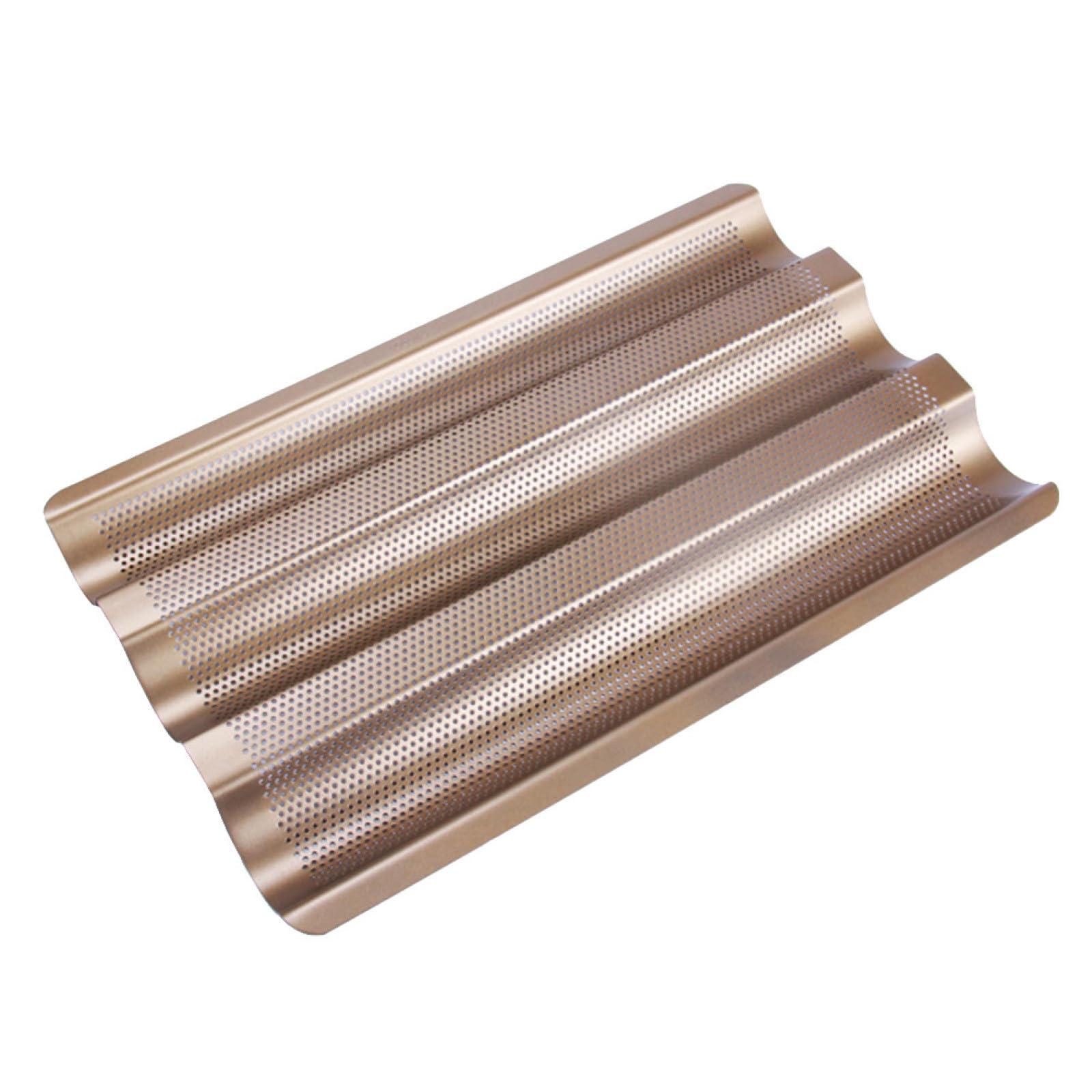 Molde para Hornear Pan Francés de Acero al con Recubrimiento Antiadherente Bandeja Perforada de Ranuras para Baguettes Pequeñas Accesorio para Horno Doméstico