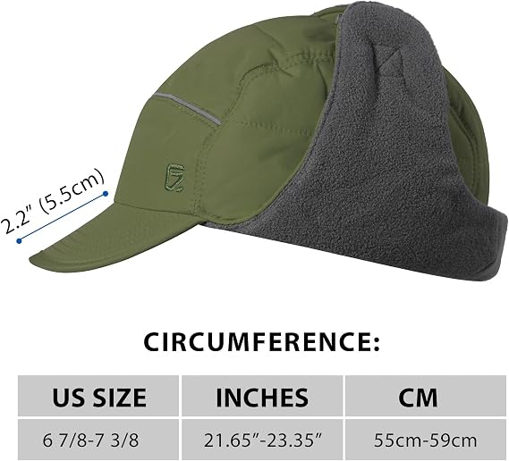 GADIEMKENSD Trapper Hat, Winter Hat with Ear Flaps, Water Repellent, Reflective Baseball Cap