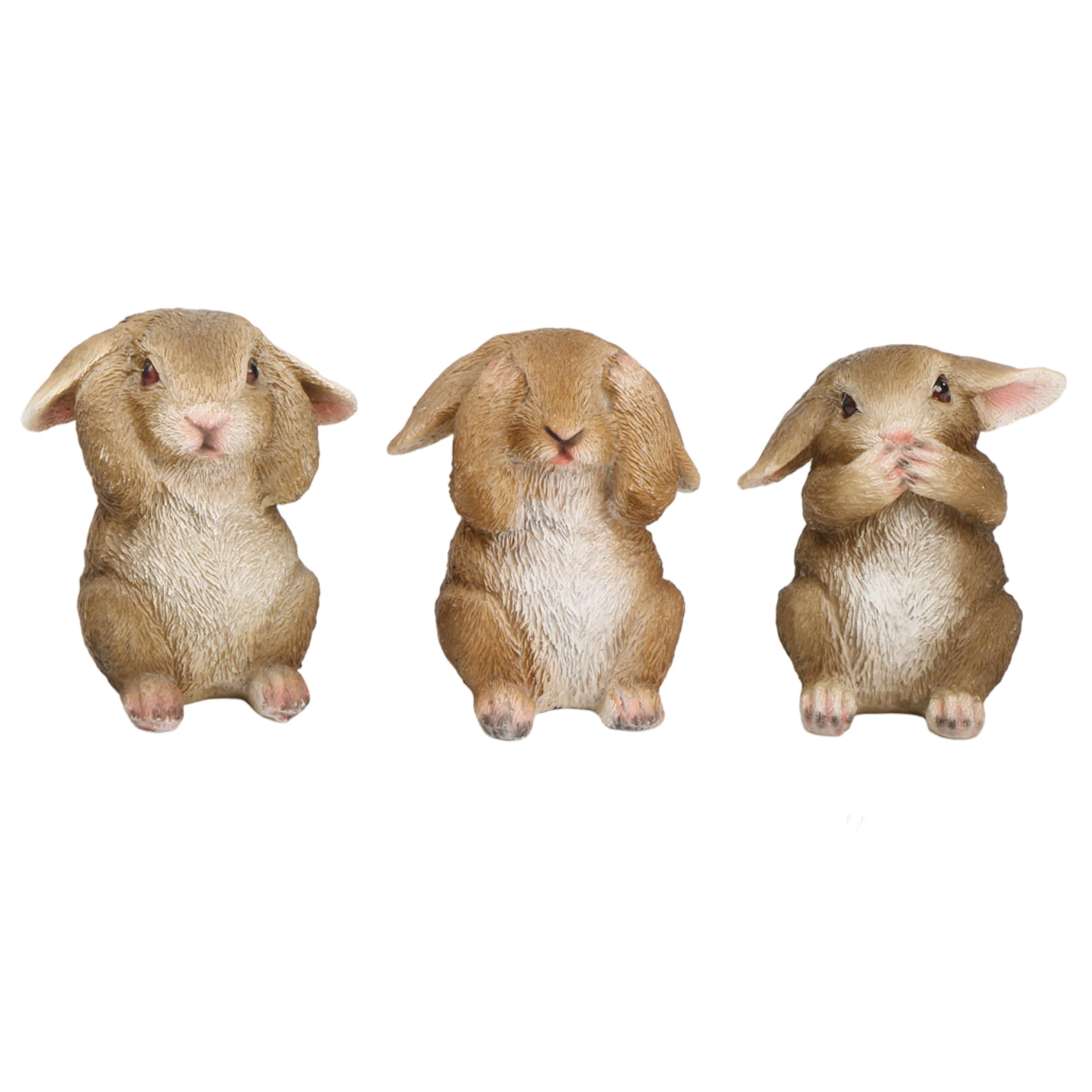 Statues de lapin en résine marron aux finitions de caractère