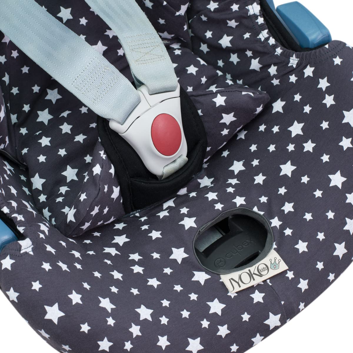 JYOKO Kids Funda de Algodón para Silla de Coche Compatible con Cybex Aton Cloud- Q-M-2-4-5 (ATON 4, Winter Sky)