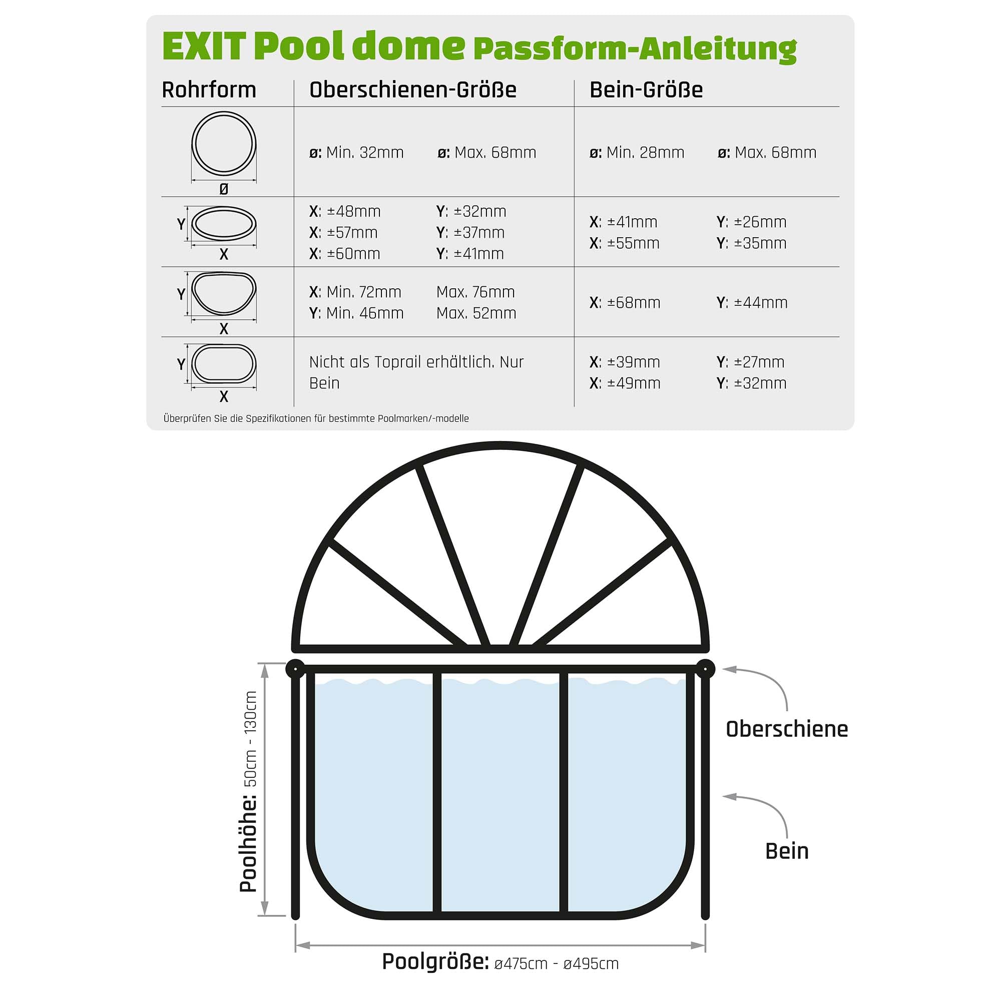EXIT Toys Poolabdeckung Rund ø 488 cm Universell für Intex/Bestway Pools – Hält Wasser Warm und Sauber – Poolüberdachung mit Verbindungsset für Viele Marken – Transparent