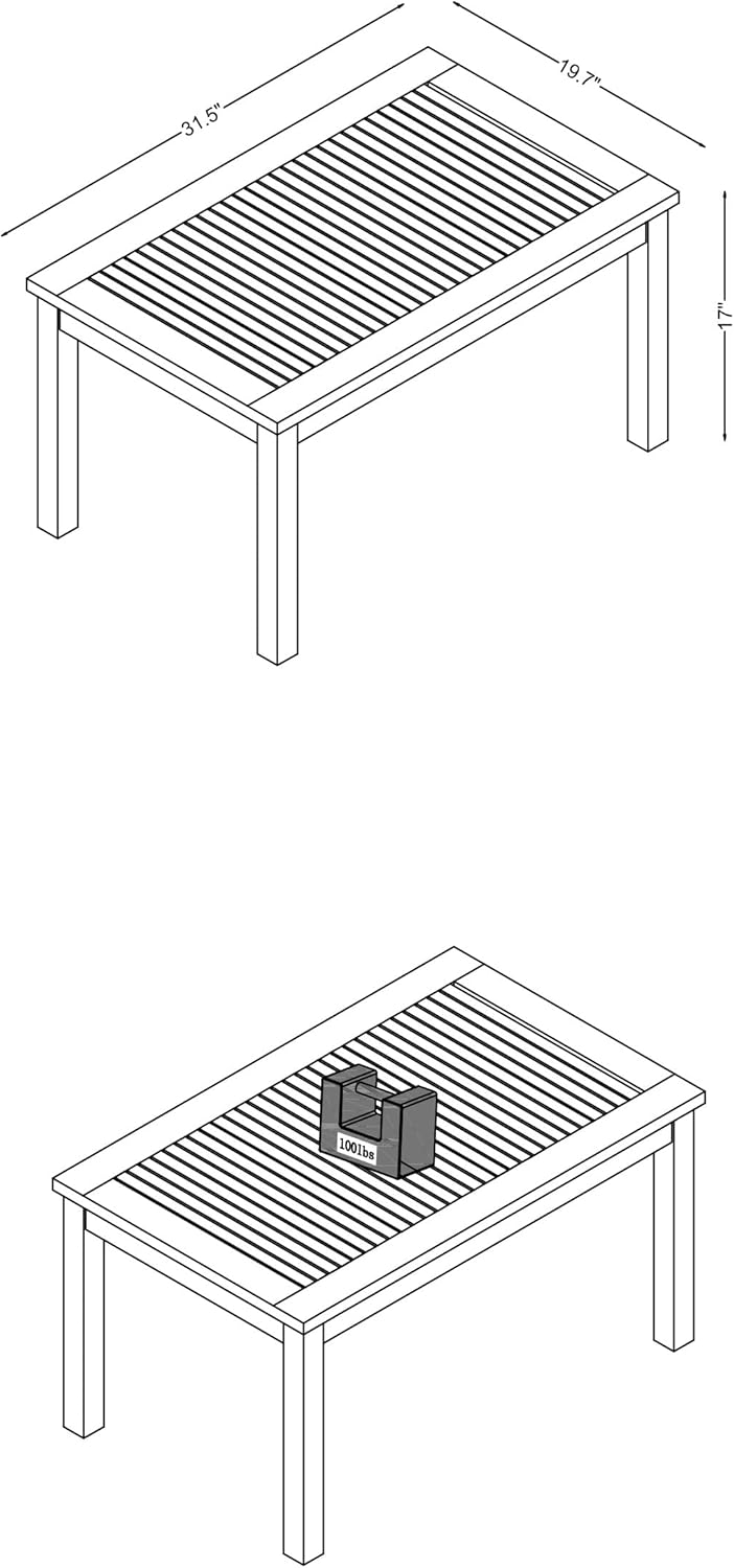 Okemo Outdoor Coffee Table - Weather-Resistant Acacia Wood Slotted Table - Outdoor Furniture for Patio, Porch, Deck, or Poolside