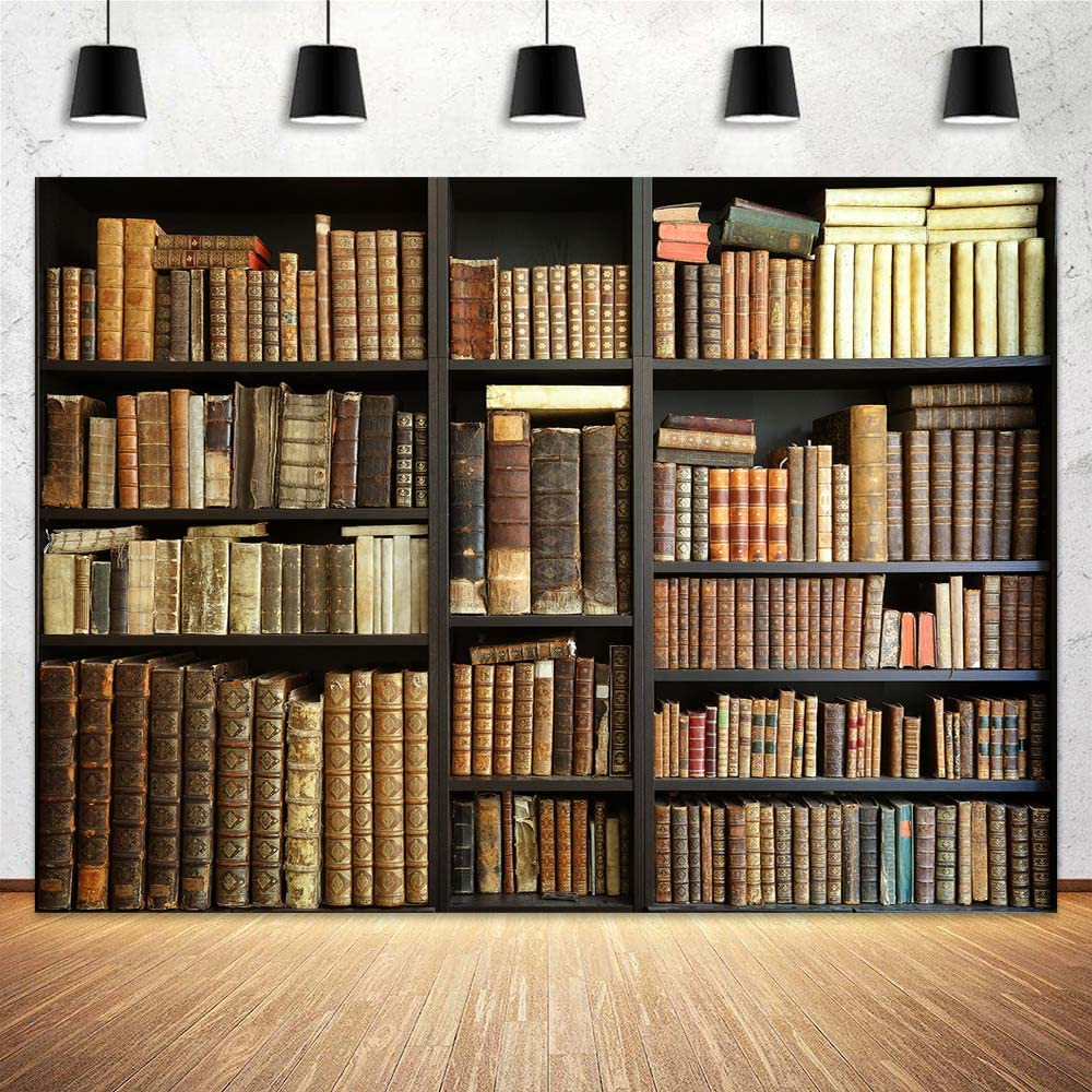 5x3ft Brown Bookshelf Backdrop – Modern Library & Office Decor for Zoom Meetings, Video Conferences, Photography, and Home Office Backgrounds