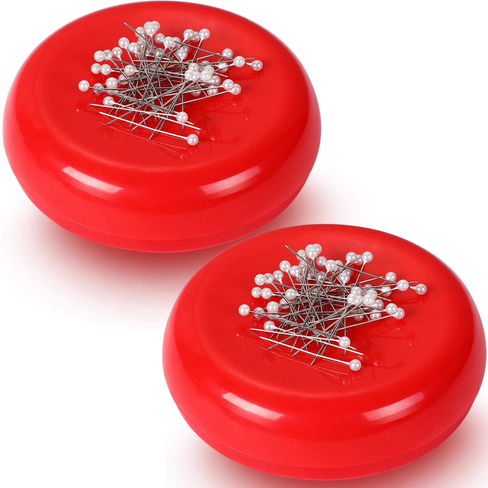 Waydress 2 Pieces Magnetic Pin Holder Sewing Bobby Pin Cushion Needle Round Paper Clip Holder Magnetic Cushion Sewing Magnet Push for Hairclip Storage
