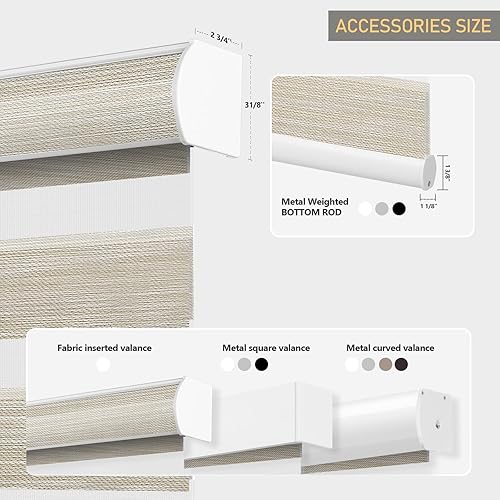 Miniatura 10 de ACMEART Persianas motorizadas de cebra con control remoto, persianas automáticas de doble capa, persianas eléctricas opacas para oficina en casa