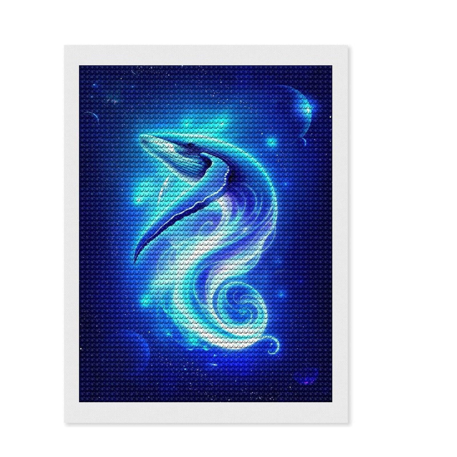 Junmoney Celestial Leviathan 5D Diamond Painting Kit 12"x16", Round Gems, Living Room Decor, Decorative Artwork, Vintage Style Decor