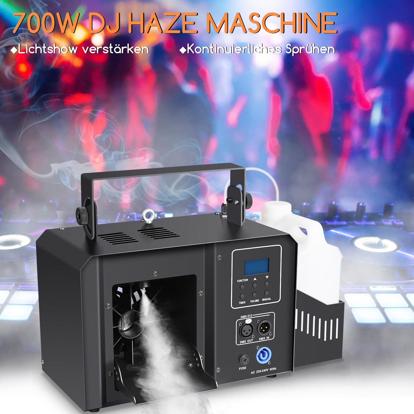 Telbum 700W Hazer Nebelmaschine mit Fernbedienung, Haze Effects Maschine, Dunstnebelmaschine, 2,1L Tankinhalt, DMX512, Timerfunktion, Fog Maschine für konstante Nebelerzeugung auf kleinen Bühnen, DJ