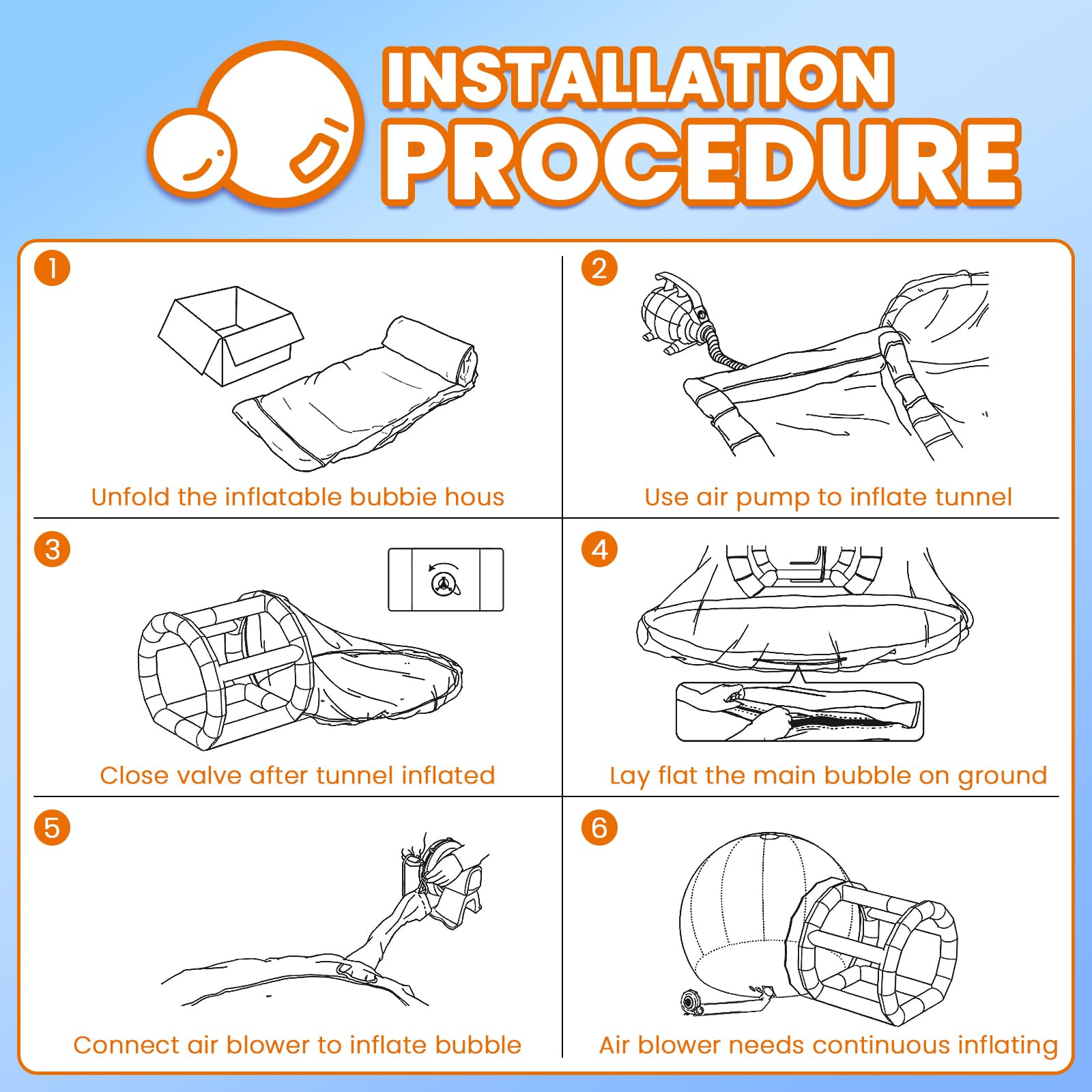 Cúpula hinchable de PVC impermeable 300 cm para bodas, camping y fiestas con soplador y bomba