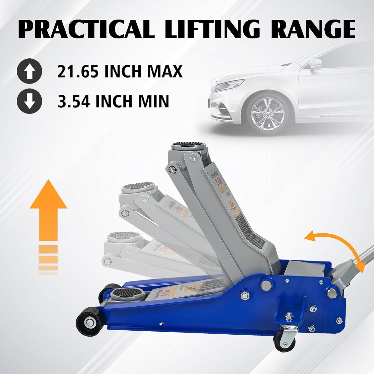 5 Ton Heavy Duty Hydraulic Floor Jack, Low Profile Steel Service Jack, Dual Piston Quick Lift, CE Certified