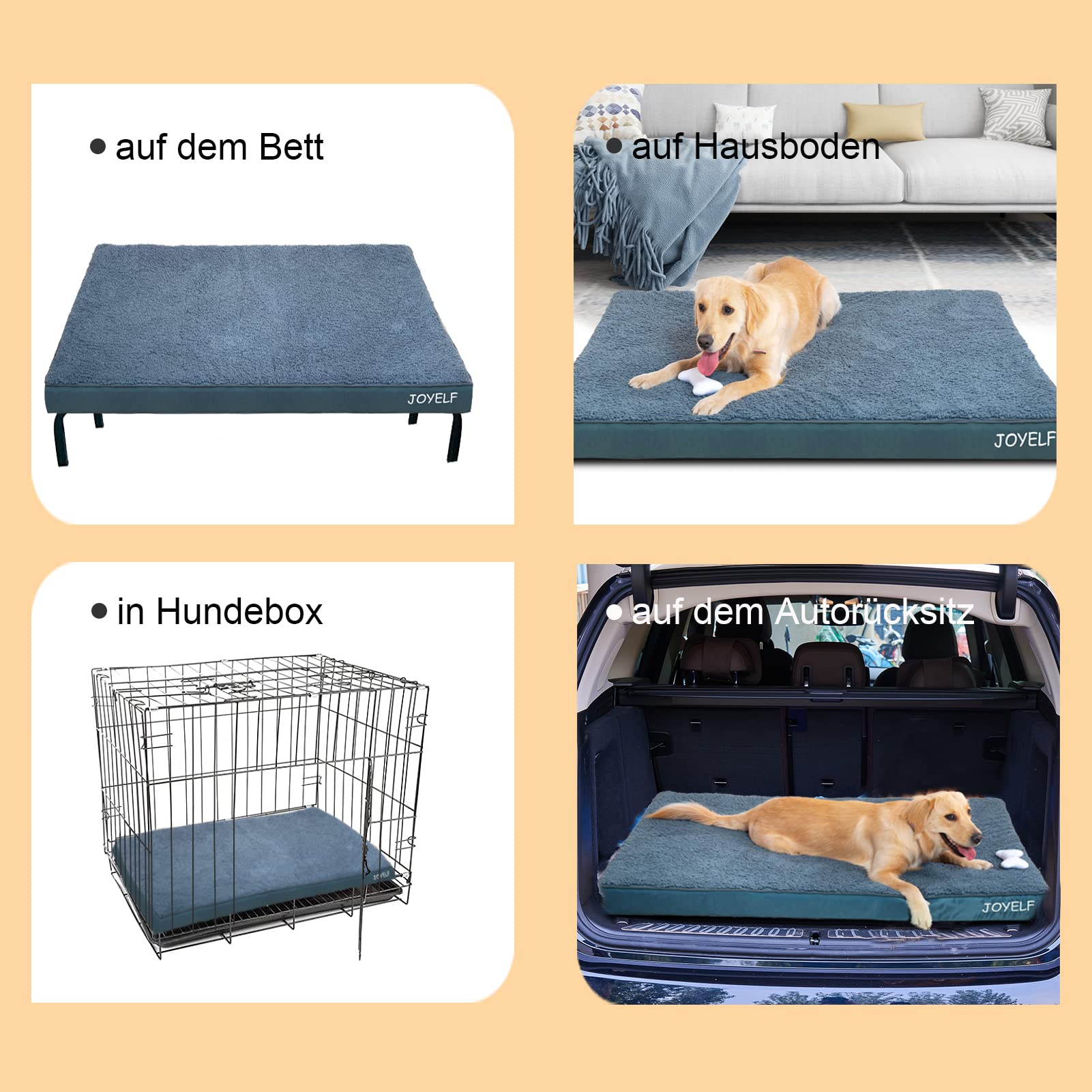 JOYELF XLarge Dog Bed Mat per cani di grandi dimensioni, scatola di uova schiuma Pet Bed Mat con copertura lavabile impermeabile e rimovibile