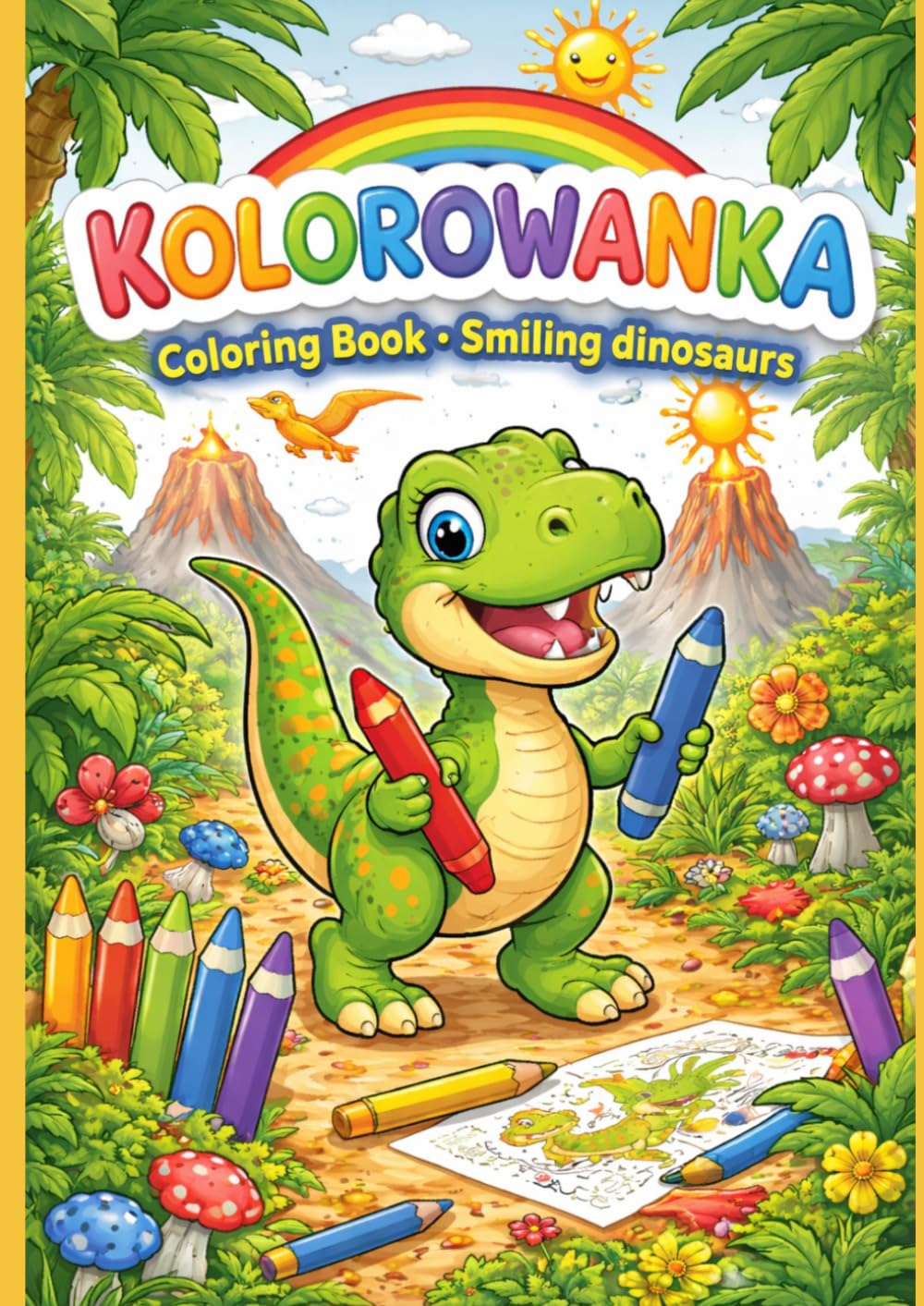 Coloring book: Smiling dinosaurs