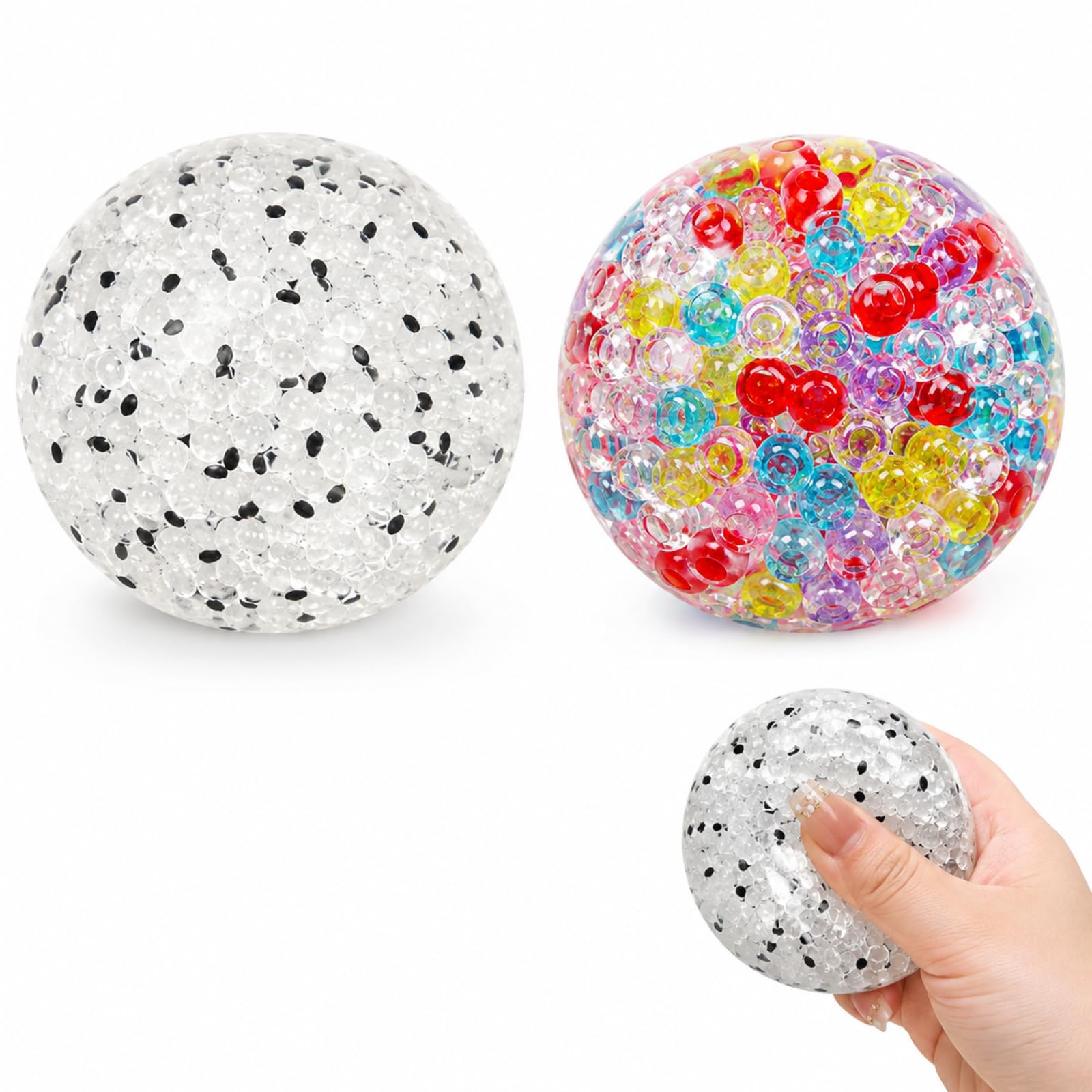 2 PCS Crunchy Squishy, Handmade Ornament for Office Desktop Decoration, Students Focus Improvement, Stress Management, Collectors Display Arrangement, Moonlight Glow and Rice Ball Style