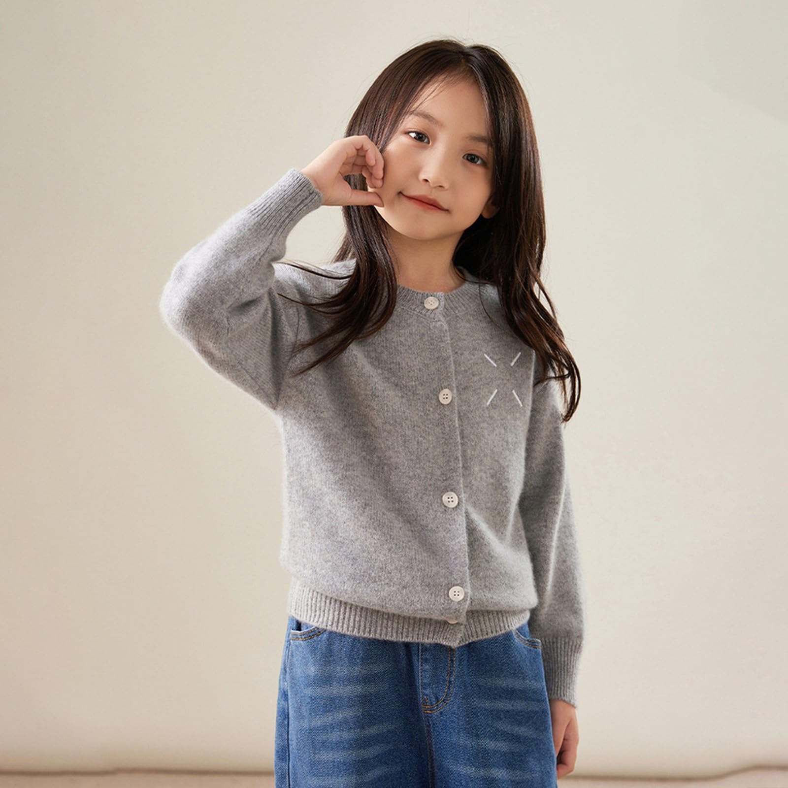 Strickjacke Jungen Langarm Rundhals Knopfleiste Pullover Kinder Elegant Lässig Feinstrick Cardigan Mädchen Leicht Weich Bequem Streetwear Knit Sweater Boys