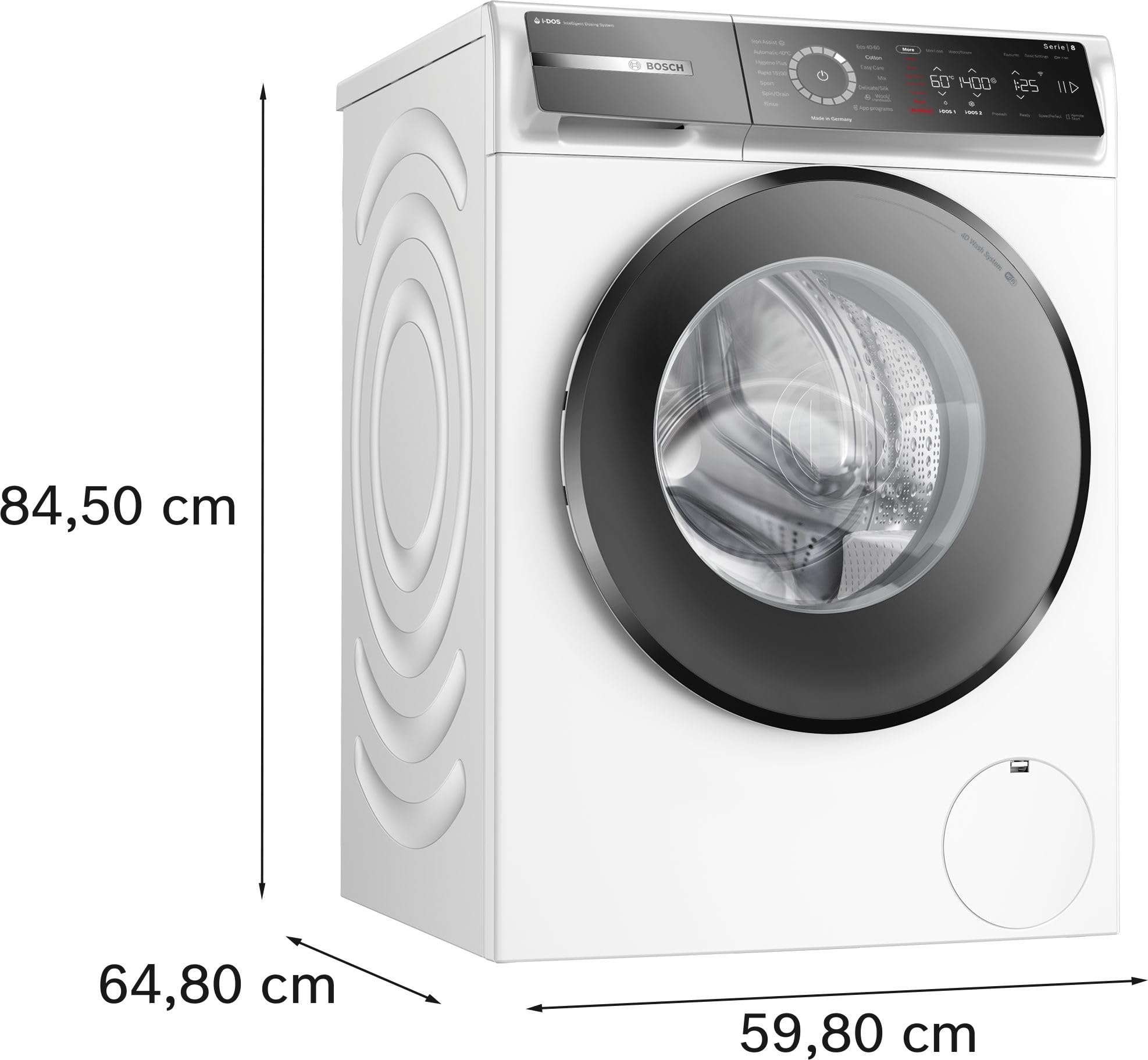 Bosch WGB244040 Serie 8 - Lavadora inteligente, 9 kg, 1400 rpm, fabricada en Alemania, Active Water Plus, ahorro de energía y agua, vapor Iron Assist para desarrugas, mini carga