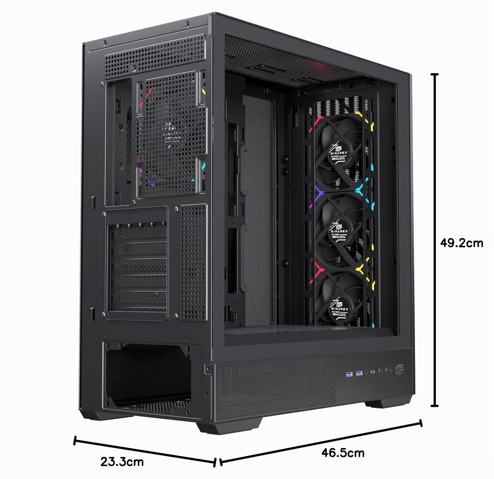 Pulse P800 RGB Caja de PC para Gaming, Soporte para 13 Ventiladores de 120mm, Refrigeración Líquida hasta 360mm, Panel Lateral de Vidrio (RGB Negro)