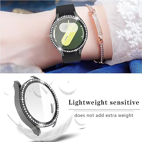 Miniatura 5 de Wugongyan Funda protectora de pantalla compatible con Samsung Galaxy Watch 7 de 1.575 pulgadas, 1.732 pulgadas, con diamantes de imitación, cubierta